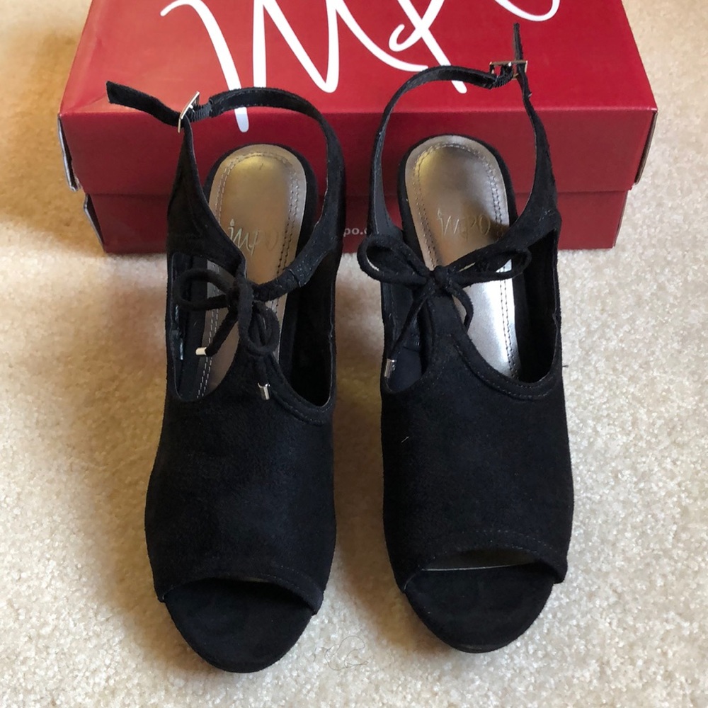Impo Black Suede Titan Heels